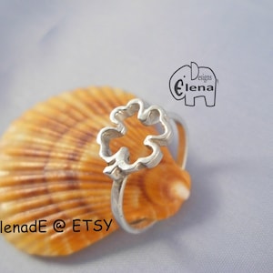 Sterling Silver Four Leaf Clover Ring-St Patricks ring- ElenadE