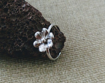 Flower Sterling Silver Ring .Stacking Ring  Minimalist Flower,Modern Flower ElenadE