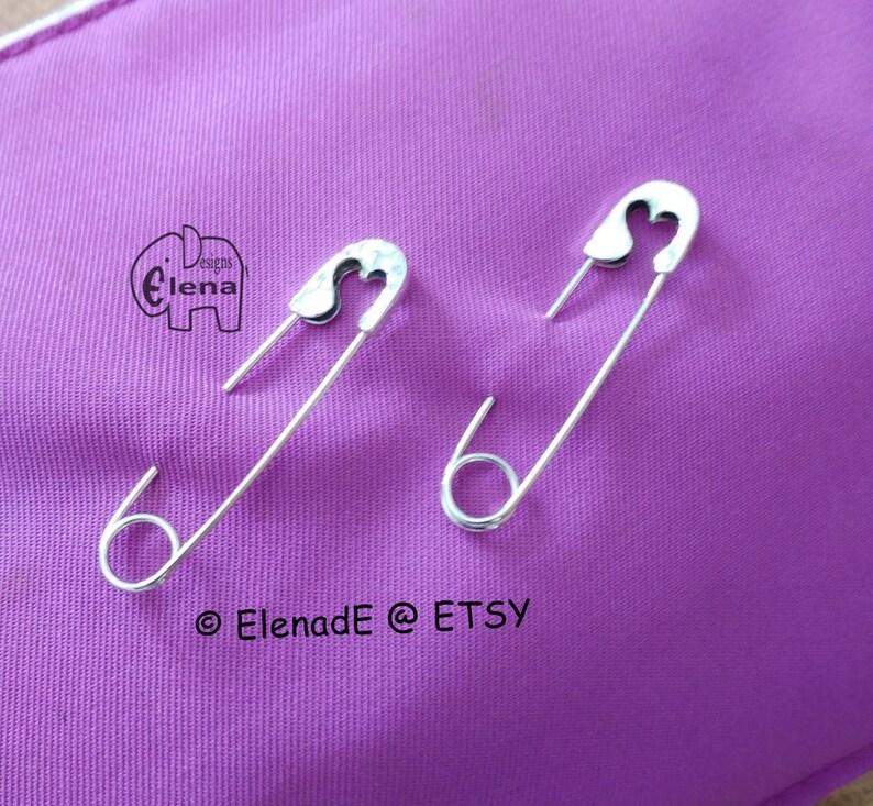 Sterling Silver Safety Pin Brooch with Heart.Good Luck.ElenadE imagem 3