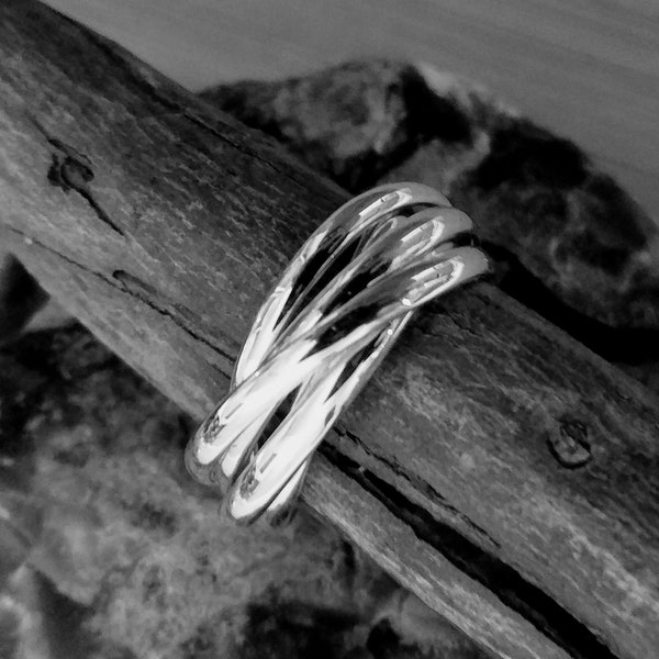 Sterling Silver Rolling ring.Five Ring Rolling Ring  - ElenadE