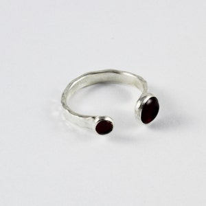 Double stone Ring  Open Ring Dual  Stones  Hammered Ring - ElenadE