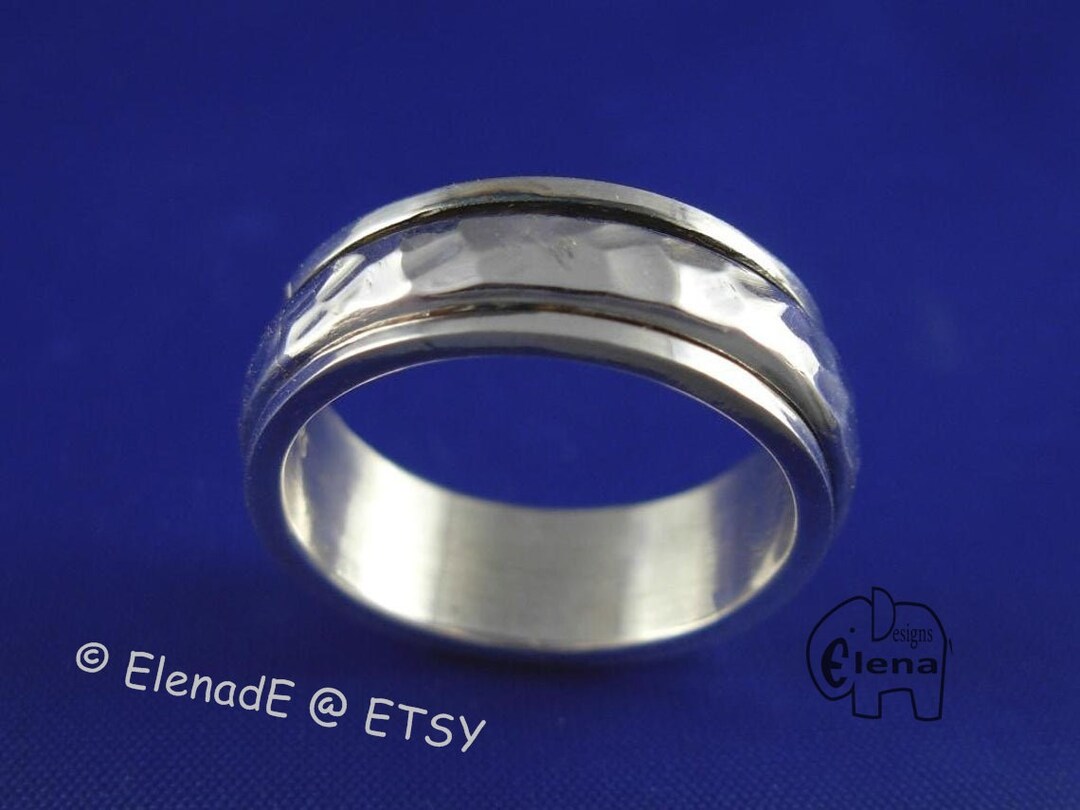Silver Center Hammered Spinning Silver Ring Elenade - Etsy