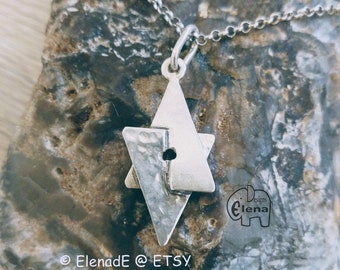 Sterling Silver Star of David Necklace Pendant . Modern Star of David Pendant . ElenadE