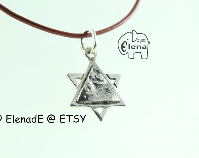 Silver Star of David Web Necklace - Chain 18 inch  Pendant 5/8 inch  W 7/8 inch  H main image 0