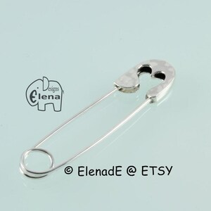 Sterling Silver Safety Pin Brooch with Heart.Good Luck.ElenadE image 4