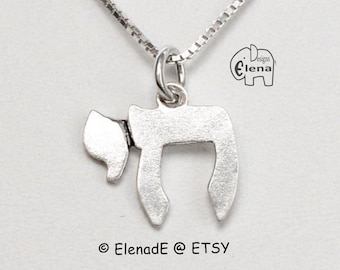 Sterling Silver Chai Jewish Symbol Necklace . Silver Chai (Alive) Pendant. Amazing Men's Women's Chai Pendant.