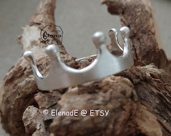 Crown Silver Ring, Statement Ring, Sterling Silver, Royality, Princess Crown, Finger Ring, Stacking, Crown Band Ring- ElenadE