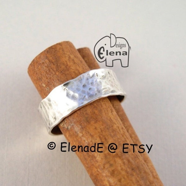 Hammered TOE Sterling silver Ring. Adjustable Silver Ring - ElenadE