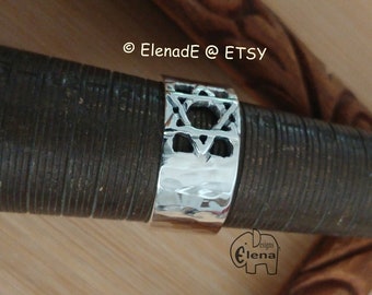 Star of David Band Silver Ring,Magen David Ring, Jewish Symbol, Jewish Wedding, Hebrew Jewelry, gift ideas - ElenadE