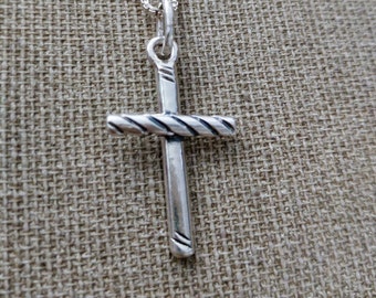 Cross Handcrafted Solid 925 Sterling Silver. Men's or Women's Pendant Minimalist Sterling Silver  Necklace,