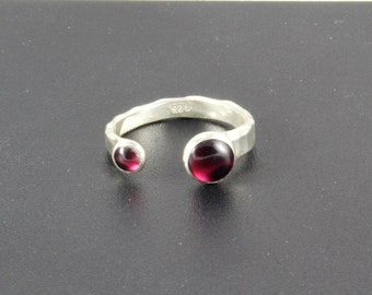 Dual stone adjustable Hammered Ring  - ElenadE