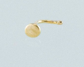 14k gold Tiny Disc Nose Stud. Cartilage Earring .Tragus Stud Earring.Tiny Disc matte finish