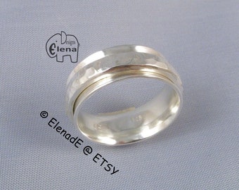 Spinning Hammered Sterling Silver Ring. Single Spinning Hammered Silver Ring - ElenadE