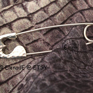 Sterling Silver medium Safety Pin. Brooch with Heart.Charm Holder Safety Pin Brooch Minimalist Modern ElenadE image 4
