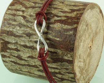 Sterling Silver INFINITY  Leather Bracelet. INFINITY Handmade Bracelet. Leather Bracelet- ElenadE