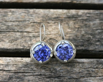 Boucles d'oreilles en argent, boucles d'oreilles en argent sterling, boucles d'oreilles en tanzanite bleue, boucles d'oreilles faites à la main, bijoux en argent, livraison gratuite,