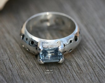 Blue topaz Stone Ring, Handmade Ring, Sterling Silver Ring, Silver Ring with stone, Handcrafted Jewelry, Silver Jewelry