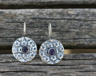 Silver Earring , Sterling Silver Earrings, Amethyst Silver Earrings, Handmade Earrings, Silver Jewelry, Free Shipping,