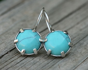 Silver Earrings ,Turquoise Earrings, Handmade Earrings, 925 Silver Earrings, Birthstone Earrings,Valentine's Day Gift,