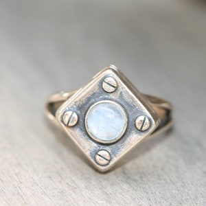 Moonstone Ring, Delicate Bronze Rings, Bronze Ring with Moonstone, Handmade Bronze Ring, Free Shipping image 3