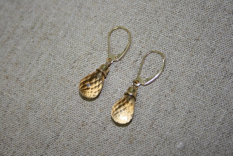 Birth Stone Earring Citrin Earrings Gold Earrings Yellow Stone Earrings Free Shipping, Handmade 14K Earrings