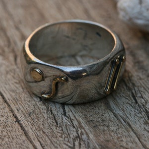 Solid Silver Ring , Silver and gold Ring, Handmade Silver Ring, Gold Ring, Silver Jewelry, Silver Band, image 2