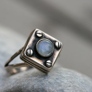 Moonstone Ring, Delicate Bronze Rings, Bronze Ring with Moonstone, Handmade Bronze Ring, Free Shipping image 8