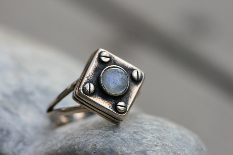 Moonstone Ring, Delicate Bronze Rings, Bronze Ring with Moonstone, Handmade Bronze Ring, Free Shipping image 8