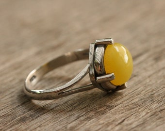 Yellow agate Ring, Yellow agate Silver Ring, Sterling Silver  Ring, Silver Jewelry, Yellow Stone Silver Rings,