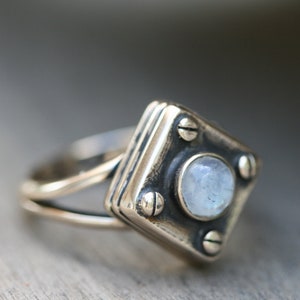 Moonstone Ring, Delicate Bronze Rings, Bronze Ring with Moonstone, Handmade Bronze Ring, Free Shipping image 1