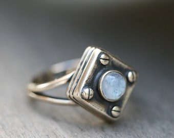 Moonstone Ring, Delicate Bronze Rings, Bronze  Ring with Moonstone, Handmade Bronze Ring, Free Shipping