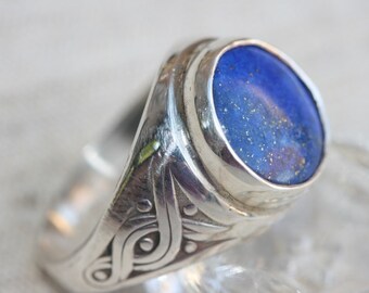 Lapis Ring, Handmade Sterling Silver Ring, Silver Ring, Lapis Jewelry,Blue Stone Ring, FREE SHIPPING