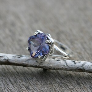 Alexandrite Ring, Alexandrite Silver Ring, Sterling Silver Alexandrite Engagement Ring, Silver Jewelry, Blue Stone Silver Rings, image 5