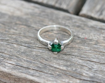 Silver Ring with Zircon, Green Zircon Ring, Handmade Sterling Silver Ring, Women's Rings, Silver Jewelry, Silver Rings, Free Shipping