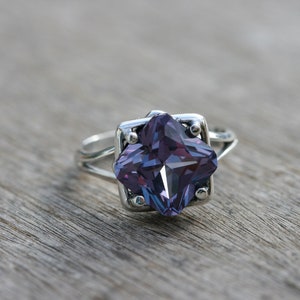 Alexandrite Ring, Alexandrite Silver Ring, Sterling Silver Alexandrite Engagement Ring, Silver Jewelry, Blue Stone Silver Rings, image 2