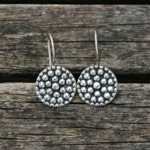 Silver Earrings, Handmade Silver Earrings, Plain Silver Earring, Silver Jewelry,  Silver Dots, Free Shipping