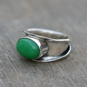 Silberringe, Herrenringe, Ringe für Männer, Handgemachter Silberring, Grüner Jade Ring, Silberring mit Grün Stein, kostenloser Versand