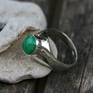 Silberringe, Herrenringe, Ringe für Männer, Handgemachter Silberring, Grüner Jade Ring, Silberring mit Grün Stein, kostenloser Versand