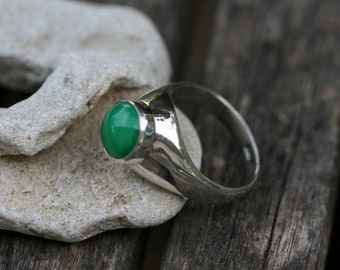 Silver  Rings, Mens Rings, Rings for men, Handmade Silver Ring, Green Jade Ring, Silver Ring With Green Stone, Free Shipping