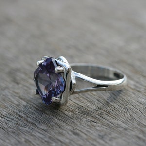 Alexandrite Ring, Alexandrite Silver Ring, Sterling Silver Alexandrite Engagement Ring, Silver Jewelry, Blue Stone Silver Rings, image 3