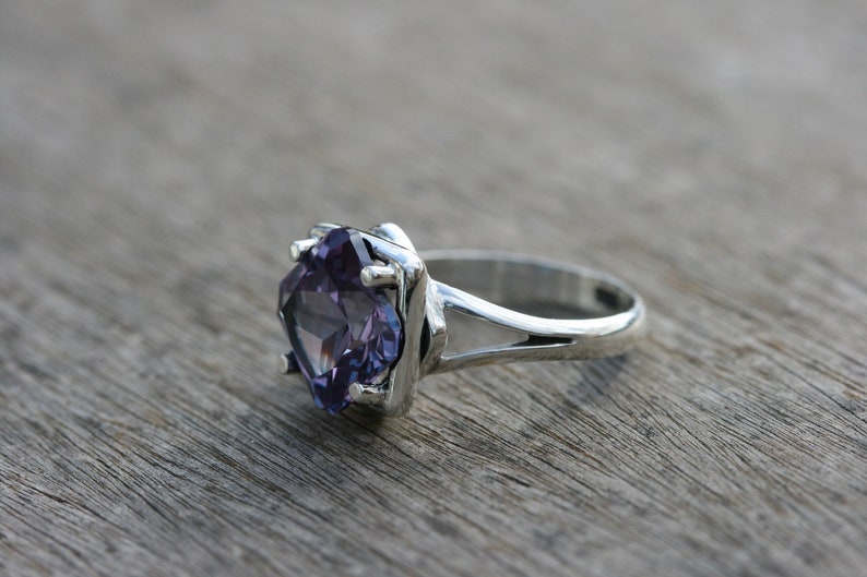 Alexandrite Ring, Alexandrite Silver Ring, Sterling Silver Alexandrite Engagement Ring, Silver Jewelry, Blue Stone Silver Rings, image 3