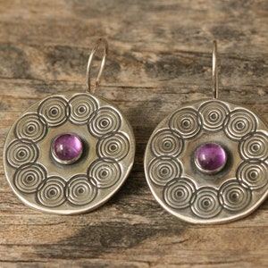 Großen Silber Ohrring, Amethyst Ohrringe, Silber Ohrringe, handgemachte Ohrringe, Sterling Silber Ohrringe, lila Stein Ohrring, Versandfertig,