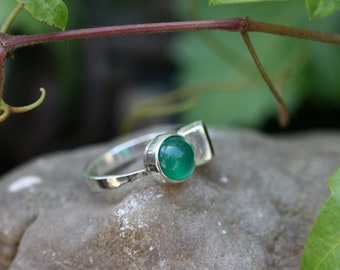 Silver  Rings, Handmade Silver Ring, Green Agate Ring, Silver Ring With Green Stone, Free Shipping