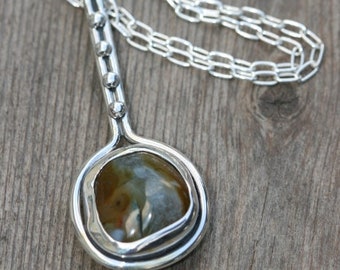 Valentine's Day Gift, Agate Pendant, Nacklace with  Stone, Handmade Pendant, Silver Jewelry,