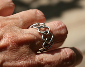 Geometric Silver Ring, Handmade  Ring, Sterling Silver, Mens Silver Band , Unisex Silver Band for Mens, Silver Jewelry, Made in Israel,