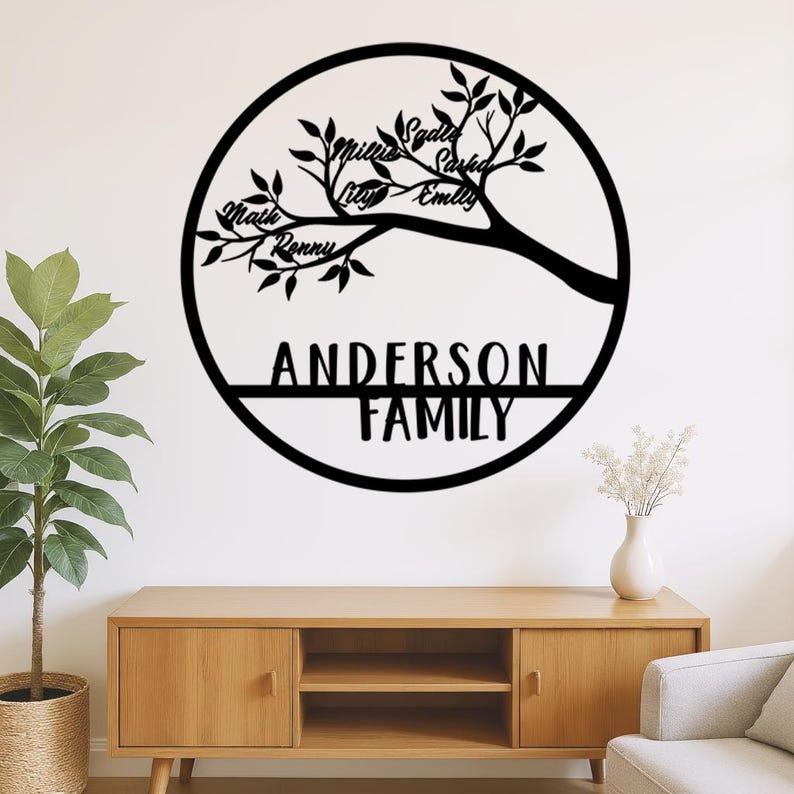 Personalized Family Tree Metal Wall Art, Family Names Sign, Grandparent ...