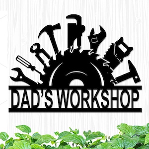 Custom Workshop Metal Name Sign, Custom Worker Dad Gift, Personalized Workshop Metal Sign, Garage Sign, Man Cave Sign