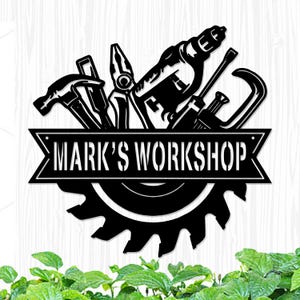 Custom Garage Metal Sign: Personalized Steel Workshop Decor, Repairman Hanging, Mechanic Decoration, Tools Shop