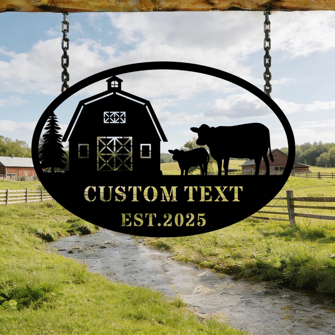 Personalized Metal Farm Sign, Custom Farmhouse Decor, Farm Name Sign ...