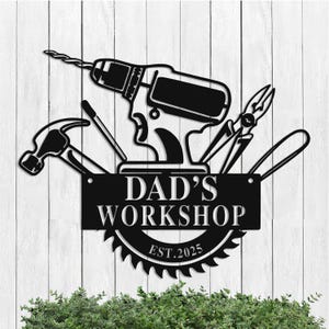 Custom Workshop Metal Name Sign, Custom Worker Dad Gift, Personalized Workshop Metal Sign, Garage Sign, Man Cave Sign